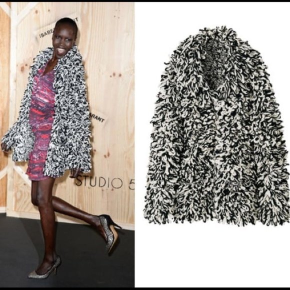 💥HOT ITEM💥Isabel Marant Pour H&M Black White Shag Jacket - Picture 4 of 15
